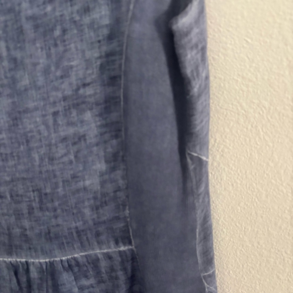 100% Linen Made in Italy Midi Sleeveless Blue Linen Shift Dress Sz M Unbranded - Picture 7 of 11